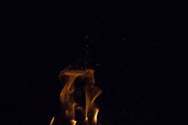 Chispas Fuego Sobre Fondo Negro Por Noche — Foto de Stock