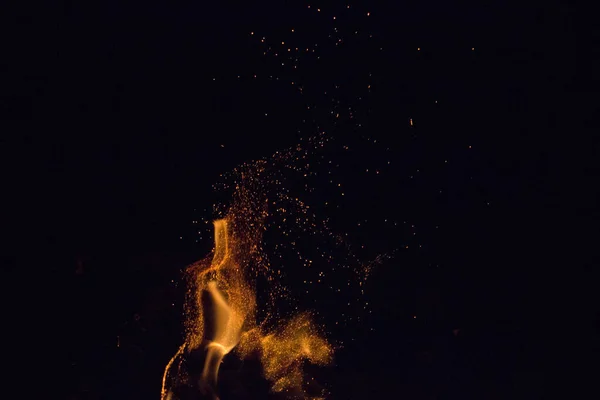 Faíscas Fogo Sobre Fundo Preto Noite — Fotografia de Stock