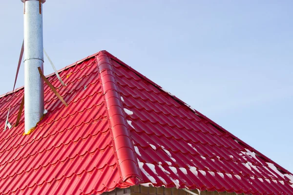 Red Roof Snow — Stock Photo, Image