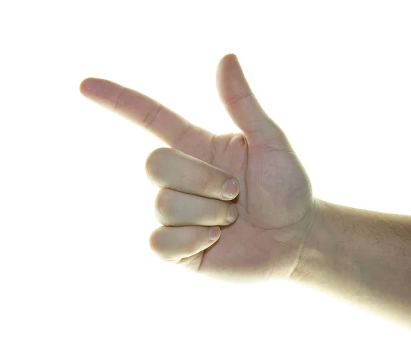 手拿着一个白色背景的手势 靠近点 — 图库照片