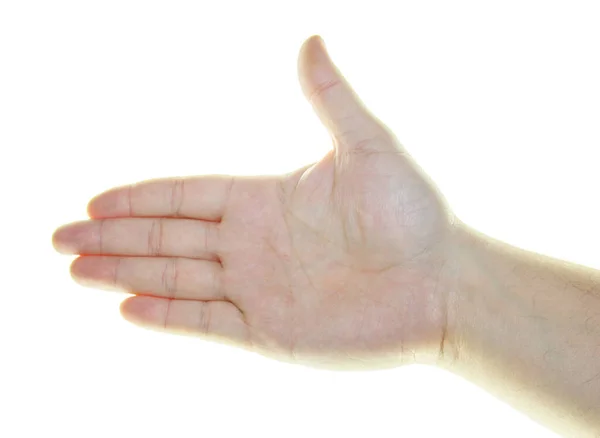 Hand Mit Geste Auf Weißem Hintergrund Nahaufnahme — Stockfoto