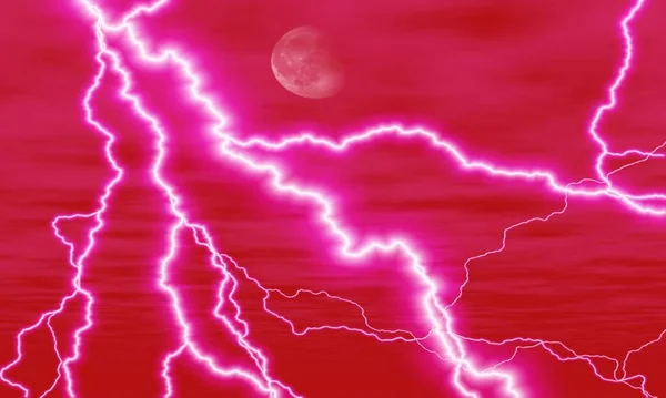 Kırmızı Parlayan Kozmik Plazma Vektörü Şimşek — Stok fotoğraf