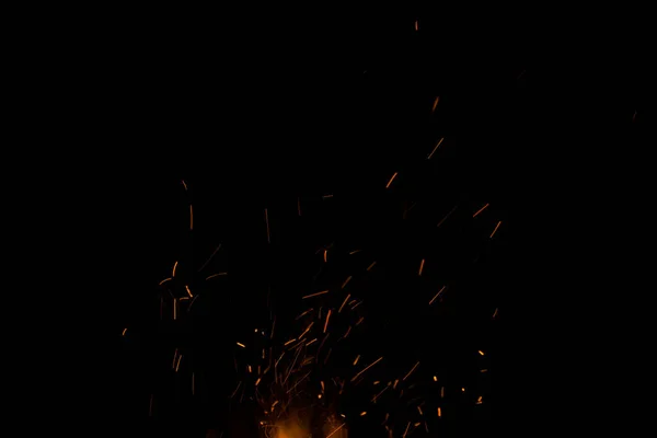 Foto Chispas Calientes Live Embers Chispas Fuego Noche — Foto de Stock
