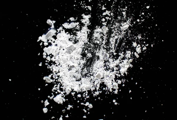 White Powder Black Background Abstraction — Stock Photo, Image