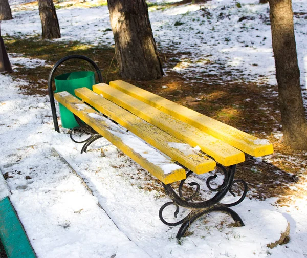 Banc Dans Parc Vue Rapprochée — Photo