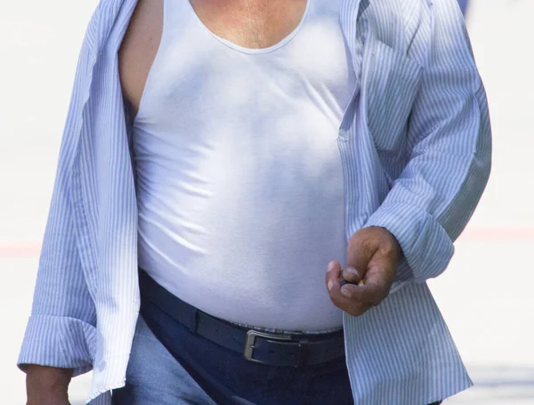 Belly Man White Shirt — Stock Photo, Image