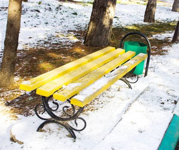 Banc Dans Parc Vue Rapprochée — Photo