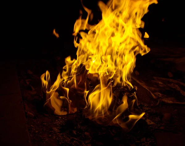 Fire Flames Sparks Black Background — Stock Photo, Image