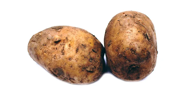 Dwa Ziemniaki Izolowane Białym — Zdjęcie stockowe