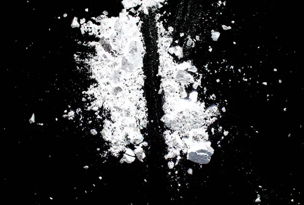 White Powder Black Background Abstraction — Stock Photo, Image