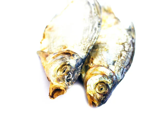 dried fish on white background
