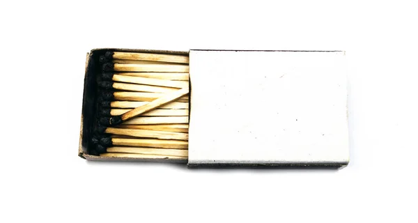 Open Box Matches Isolated White — Stock Photo, Image