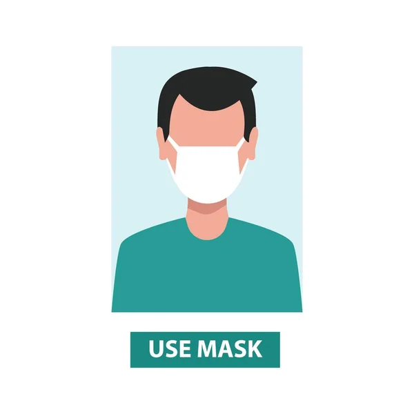 Man Wearing Mask Vector Design Warning Sign Recommend Wear Protective — Stock Vector