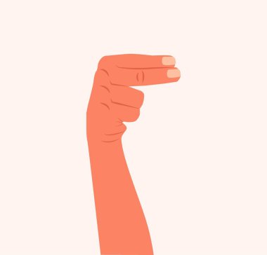 İki parmak vektör illüstrasyonunu gösteriyor. Kadın ya da erkek eli iki parmağını kaldırıp sağ tarafı işaret ediyor. İzole edilmiş beyaz arka plan. Parmaklar yukarı. İki parmak düz dizayn ile kenarı gösterir