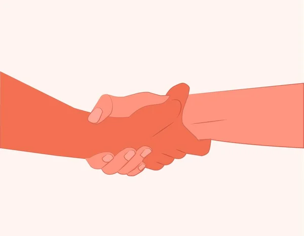 El sıkışıyoruz. İki el hareketi. Yardım etmek için başka birinin elini tut. Birbirimize yardım ediyoruz. İki arkadaş buluşuyor. Ortaklık, destek, dostluk, anlaşma, sevgililer, arkadaşlar el ele, el ele düz tasarım vektör çizimi beyaz arka planda izole