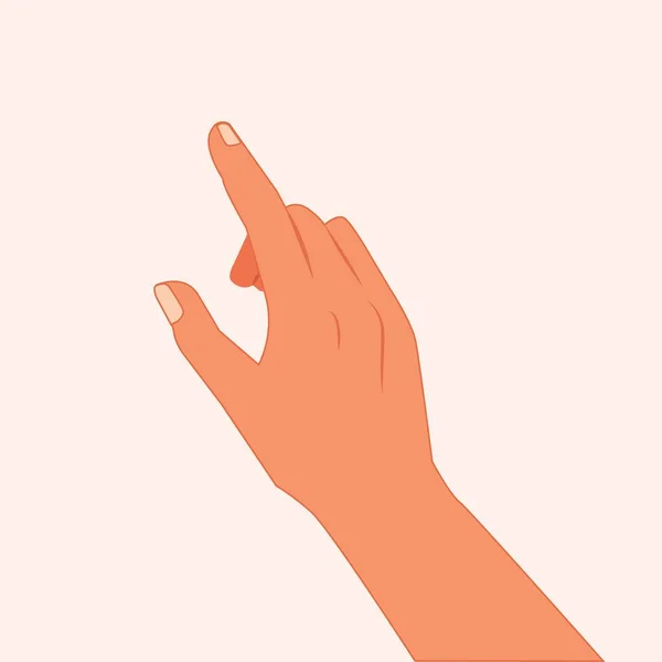 人差し指で何かを触ったり指差したりします 何か孤立した白い背景を示しながら手作りジェスチャー 人差し指で何かに到達します — ストックベクタ