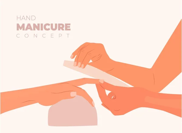 Donna Salone Bellezza Ottenere Una Manicure Cosmetologo Con Una Lima — Vettoriale Stock