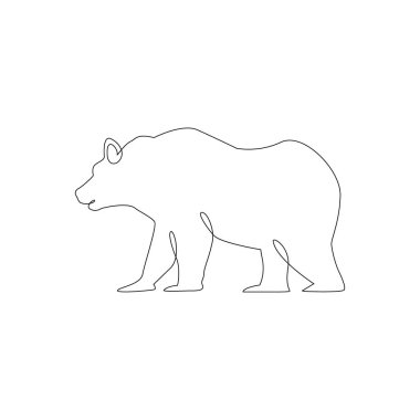 Minimalist Tek Hat Ayı Simgesi. Vector Illustration 'da sürekli resim çizen tek çizgili bir el taşı. Vahşi ayının serbest çizgisi. Çizgili hayvan dövmesi