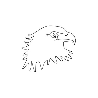 Minimalist Tek Hat Kartal Simgesi Başkanı. Çizgi çizen kuşlar dövmesi. Kartal Bir çizgisi sürekli resim çiziyor, Vector Illustration. Kartalın serbest çizgi çizimi