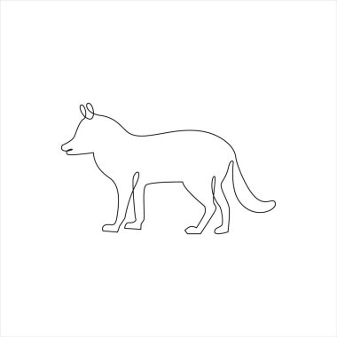 Minimalist One Line Fox veya Dog Icon. Çizgili hayvan dövmesi. Köpek ya da Tilki bir çizgi çizer, sürekli resim çizer, Vector Illustration. Fox ya da Dog 'un ücretsiz tek satır çizimi