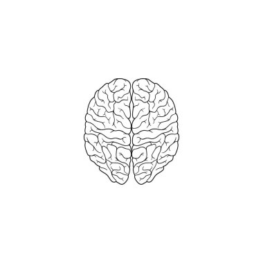 Modern Minimalist İnsan Beyin Çizgisi Simge Vektörü. İnsan dış hatları ikonunun basit beyni. Üst Görünüm Beyin Sembolü beyaz arkaplanda izole edildi.