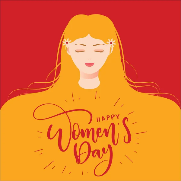 Latar Belakang Poster Hari Wanita Internasional Dengan Gambar Rambut Panjang - Stok Vektor