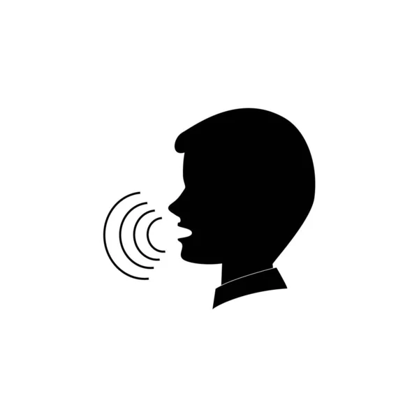 Речь Человека Белом Фоне Вектор Мужской Головы Звуковой Вибрацией Мальчик — стоковый вектор