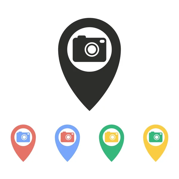 Camera pin - vector pictogram. — Stockvector