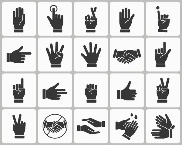 Hand Icons Fingers Motivation Point Fist More — Stock Vector