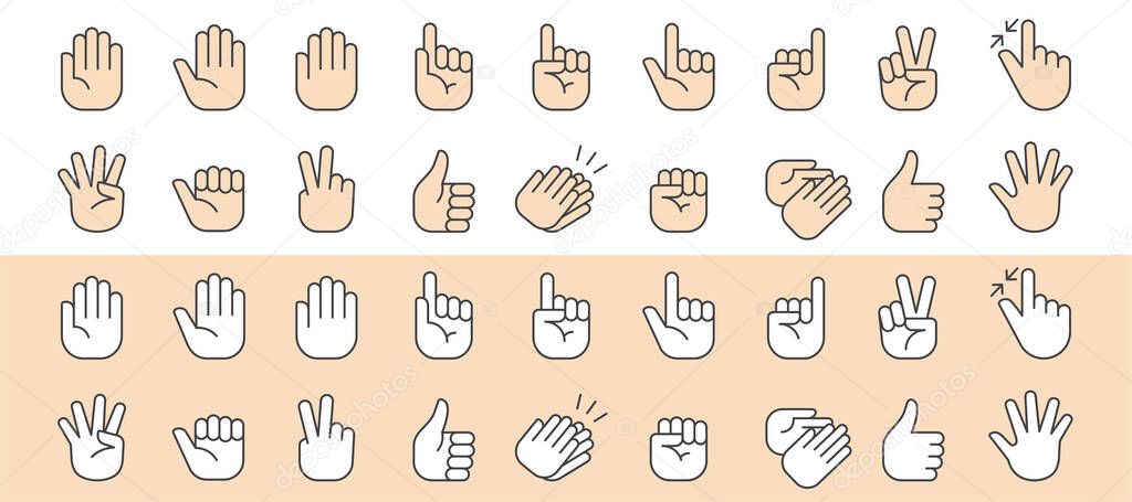 Hand icons, such as fingers, motivation, point, fist, and more.