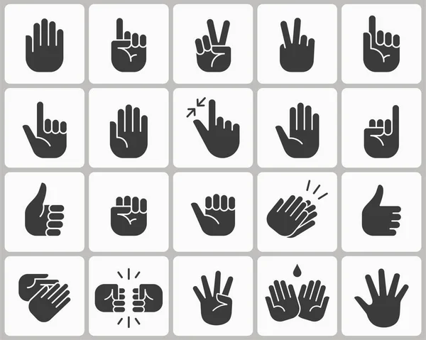 Hand Pictogrammen Zoals Vingers Motivatie Punt Vuist Meer — Stockvector