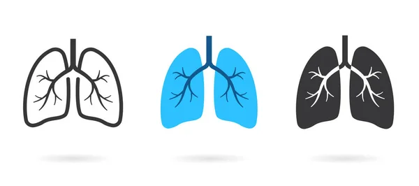 Ludzkie Ikony Płuc Ilustracja Wektora Izolowana Białym — Wektor stockowy