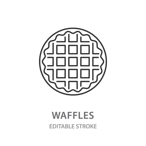 Waffles Outline Icon White Background Editable Stroke Vector Illustration — Stock Vector