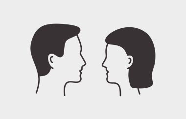 Beyaz arkaplanda erkek ve kadın vektör simgeleri.