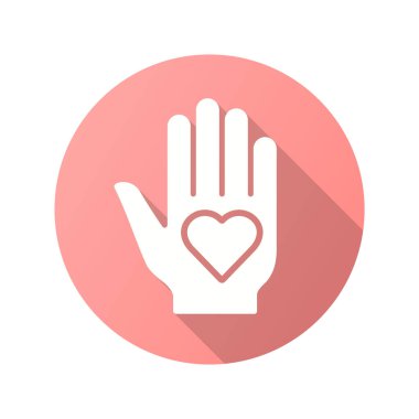 Sponsor simgesi. Grafik ve web tasarımı için izole edilmiş uzun gölgeli basit illüstrasyon.