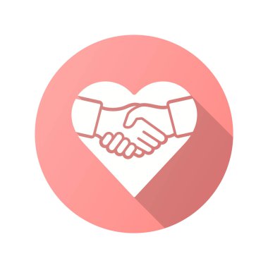 Hayırseverlik simgesi. Grafik ve web tasarımı için izole edilmiş uzun gölgeli basit illüstrasyon.