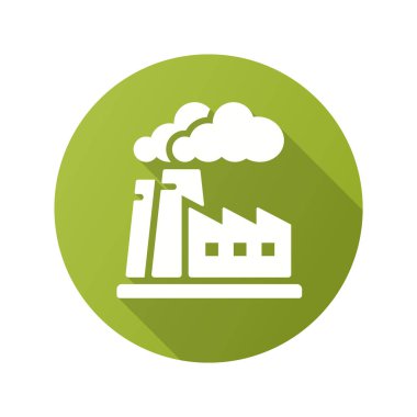 Manufactory binası ikonu. Grafik ve web tasarımı için izole edilmiş uzun gölgeli basit illüstrasyon.