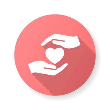 Hayırseverlik simgesi. Grafik ve web tasarımı için izole edilmiş uzun gölgeli basit illüstrasyon.