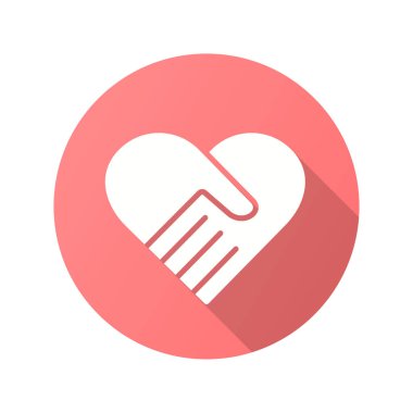 Hayırseverlik simgesi. Grafik ve web tasarımı için izole edilmiş uzun gölgeli basit illüstrasyon.