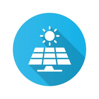 Solar energy panel icon. Simple illustration with long shadow isolated for graphic and web design.
