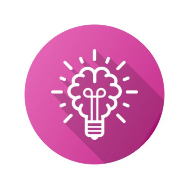 Yapay zeka ikonu. Grafik ve web tasarımı için izole edilmiş uzun gölgeli basit illüstrasyon.