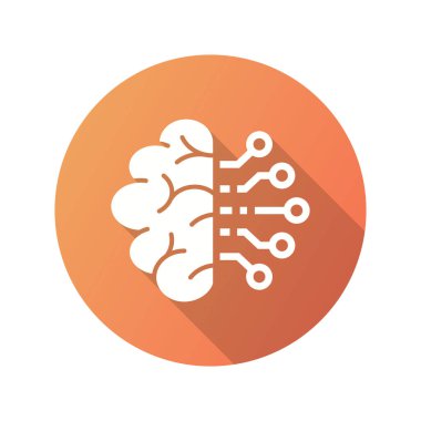 Beyin fırtınası ikonu. Grafik ve web tasarımı için izole edilmiş uzun gölgeli basit illüstrasyon.