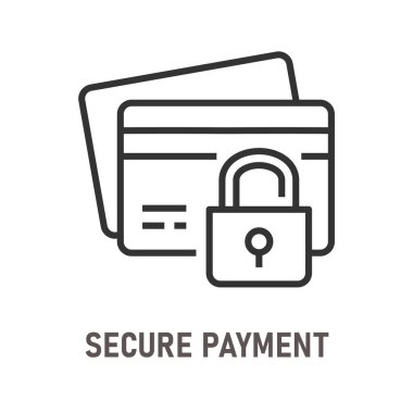 Beyaz arka planda güvenli ödeme taslağı simgesi. Düzenlenebilir felç. Vektör illüstrasyonu.