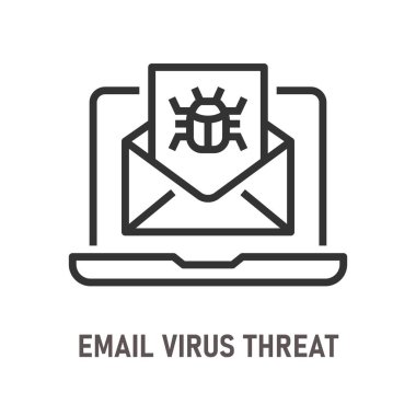 Email virus threat outline icon on white background. Editable stroke. Vector illustration. clipart