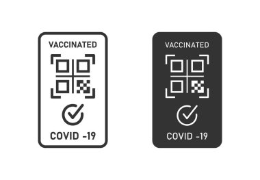 Aşı sertifikası simgesi. Beyaz arkaplanda vektör illüstrasyonu.