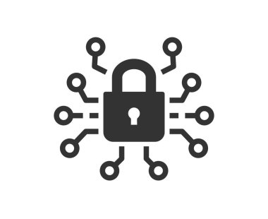 Siber güvenlik ikonu. Vektör illüstrasyonu beyazda izole edildi.