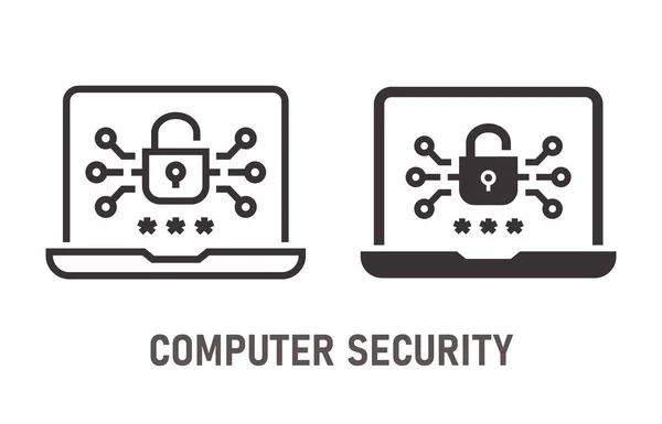 Icono Seguridad Informática Ilustración Vectorial Aislada Blanco — Archivo Imágenes Vectoriales