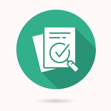 Doğrulama simgesi. Grafik ve web tasarımı için izole edilmiş uzun gölgeli basit illüstrasyon.