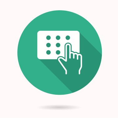 Erişim kontrol simgesi. Grafik ve web tasarımı için izole edilmiş uzun gölgeli basit illüstrasyon.