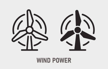 Rüzgar gücü ikonu. Vektör illüstrasyonu beyazda izole edildi.